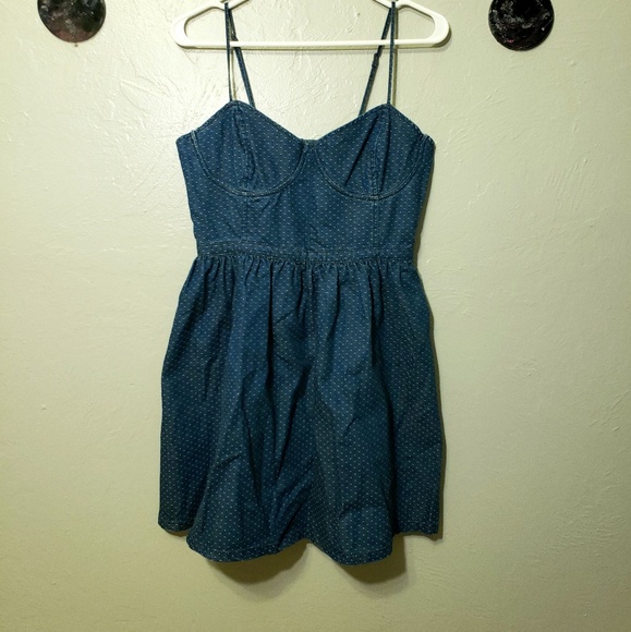 Free People blue polka dot mini dress - Picture 4 of 7